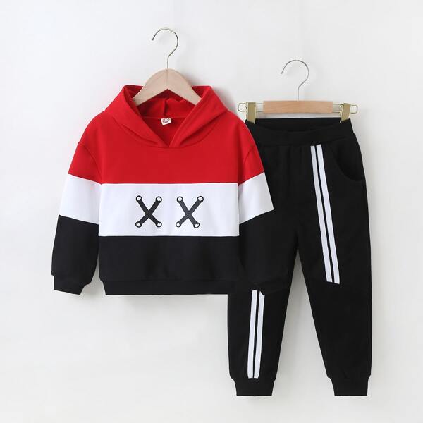 

Toddler Girls Colorblock Hoodie & Tape Panel Sweatpants Set, Multicolor
