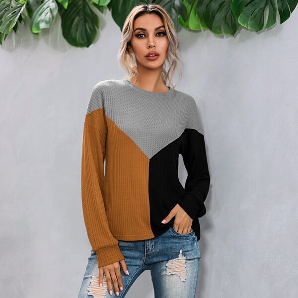 

Colorblock Waffle Knit Tee, Multicolor