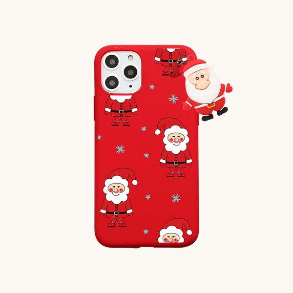 

Christmas Print Bell Decor Phone Case, Red
