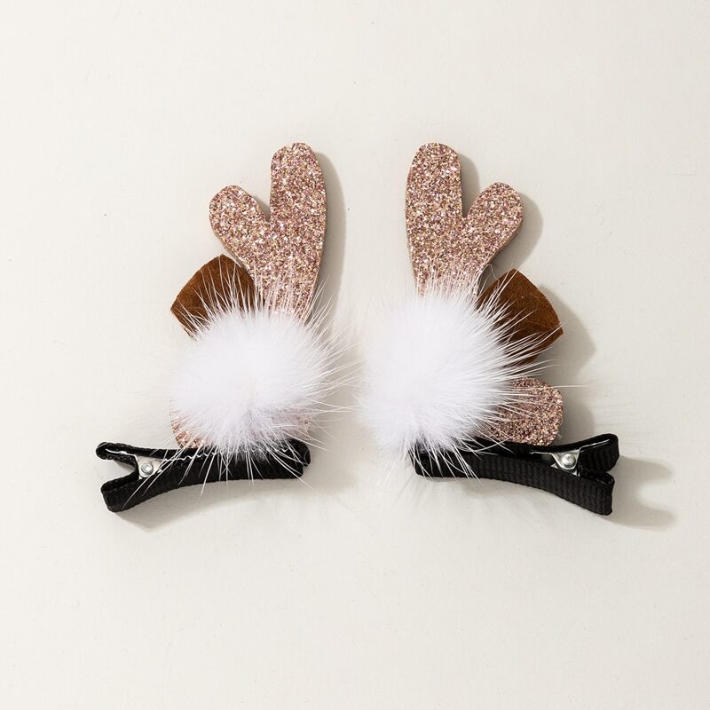 

1pair Christmas Antlers Hair Clip, Multicolor