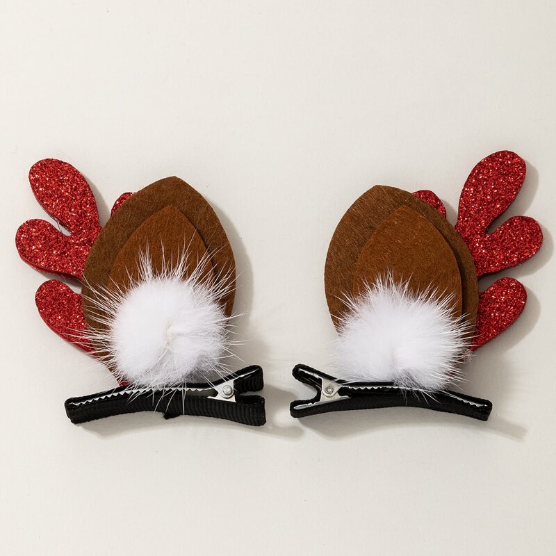 

1pair Christmas Antlers Hair Clip, Multicolor