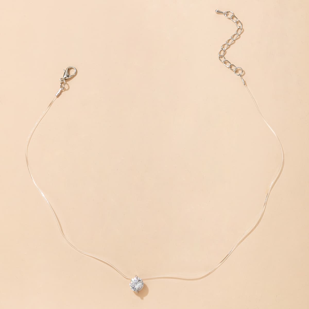 

Rhinestone Clear Choker, Silver