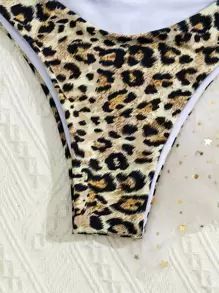 Leopard Smocked Bikini Set Summer Beach - Multicolor - View 7