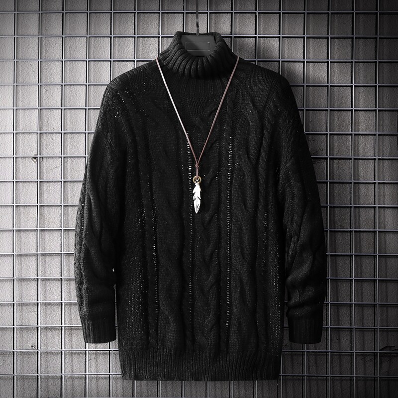 

Guys Turtle Neck Drop Shoulder Sweater, Black