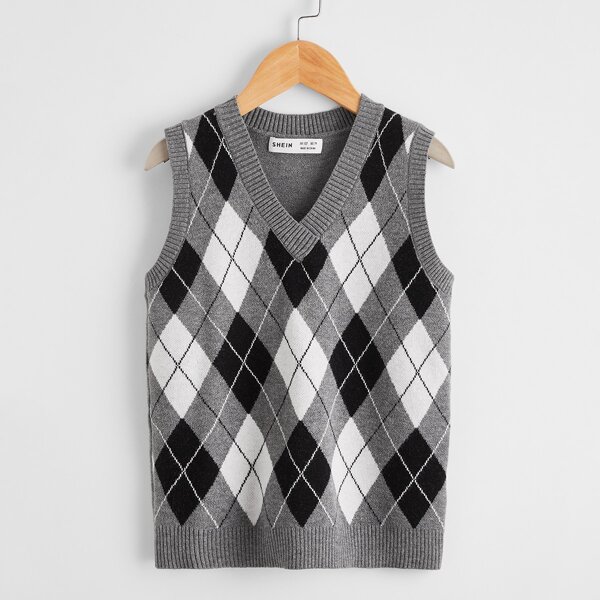 

Boys V-Neck Argyle Pattern Sweater Vest, Multicolor