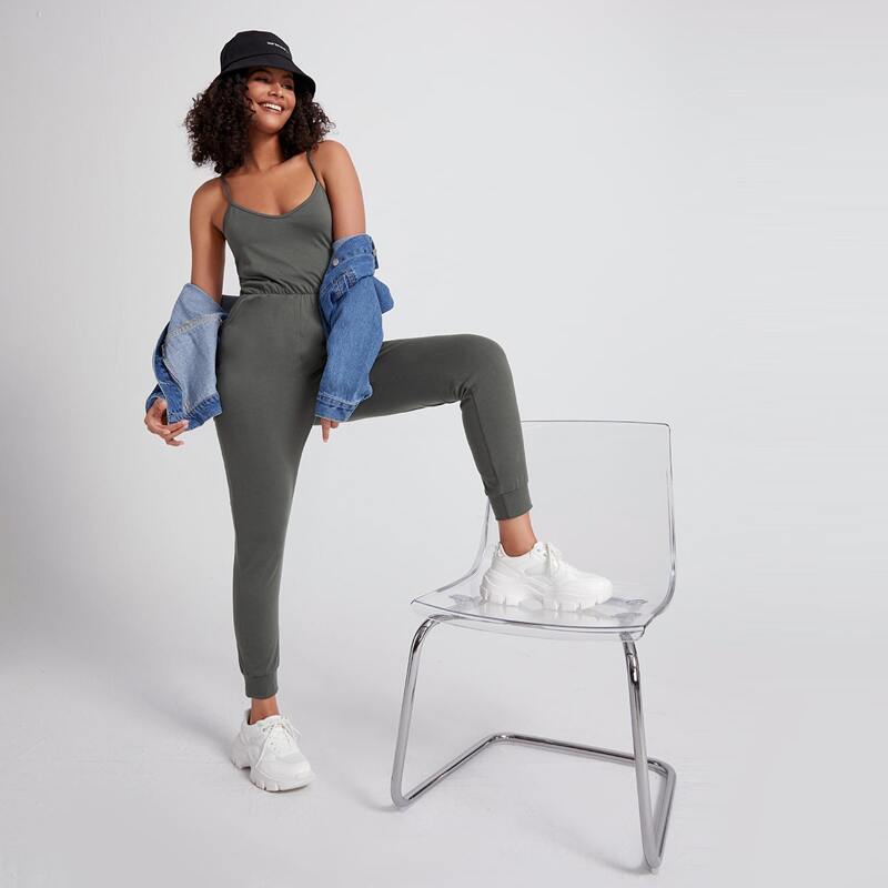 

Solid Cami Jumpsuit, Dark grey