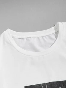 Manfinity Men Spaceman And Letter Graphic Tee - White - View 4