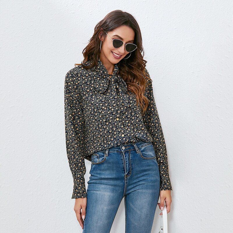 

Ditsy Floral Tie Neck Button Through Blouse, Multicolor