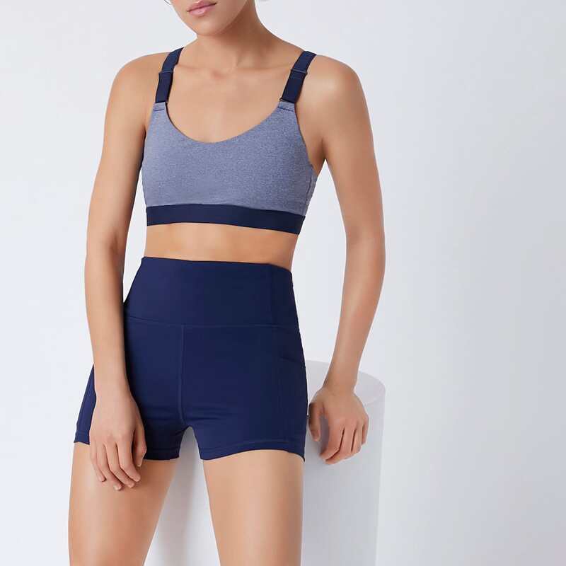 

Breathable Absorbs Sweat Super Elastic Sports Shorts With Phone Pocket, Navy blue