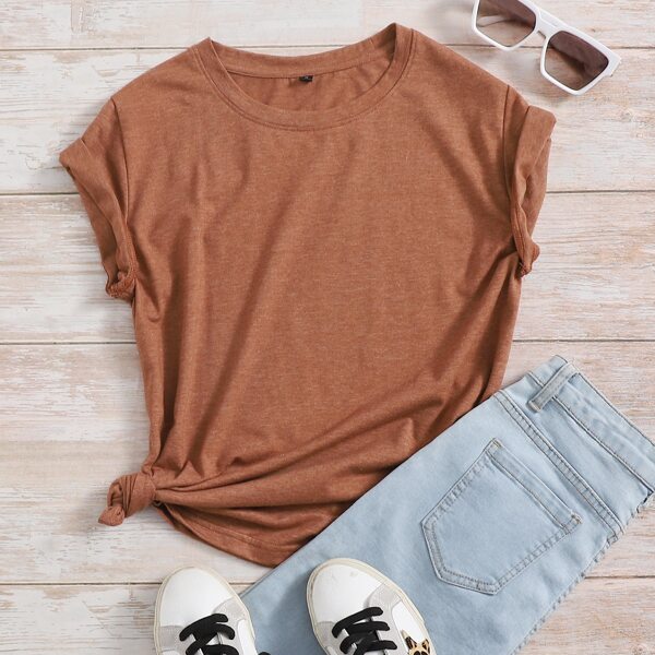 

Marled Round Neck Tee, Brown