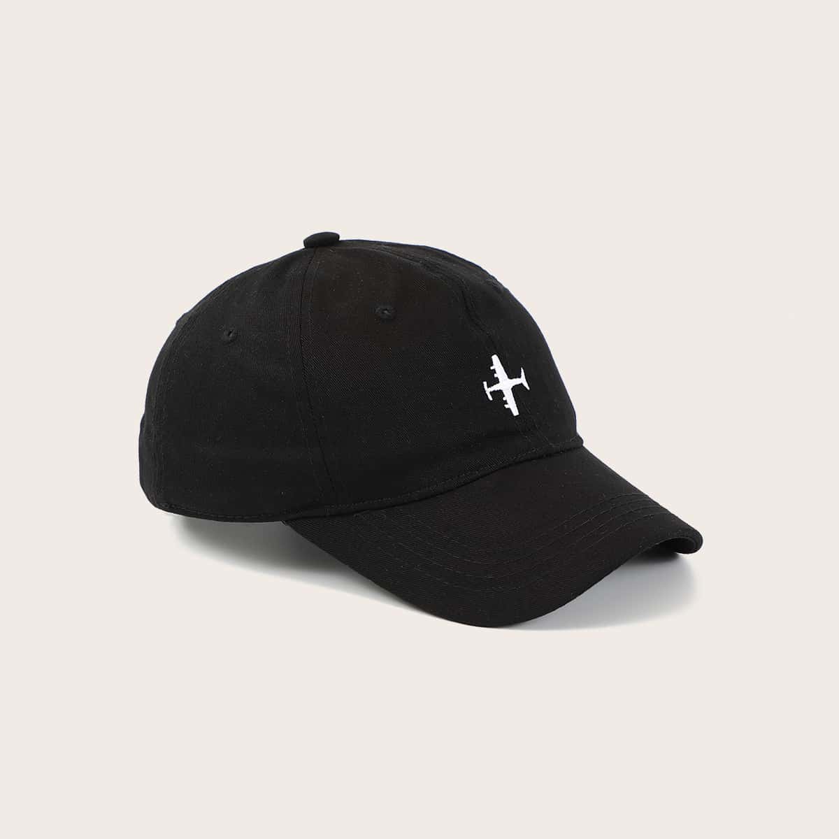 

Plane Embroidery Baseball Cap, Black