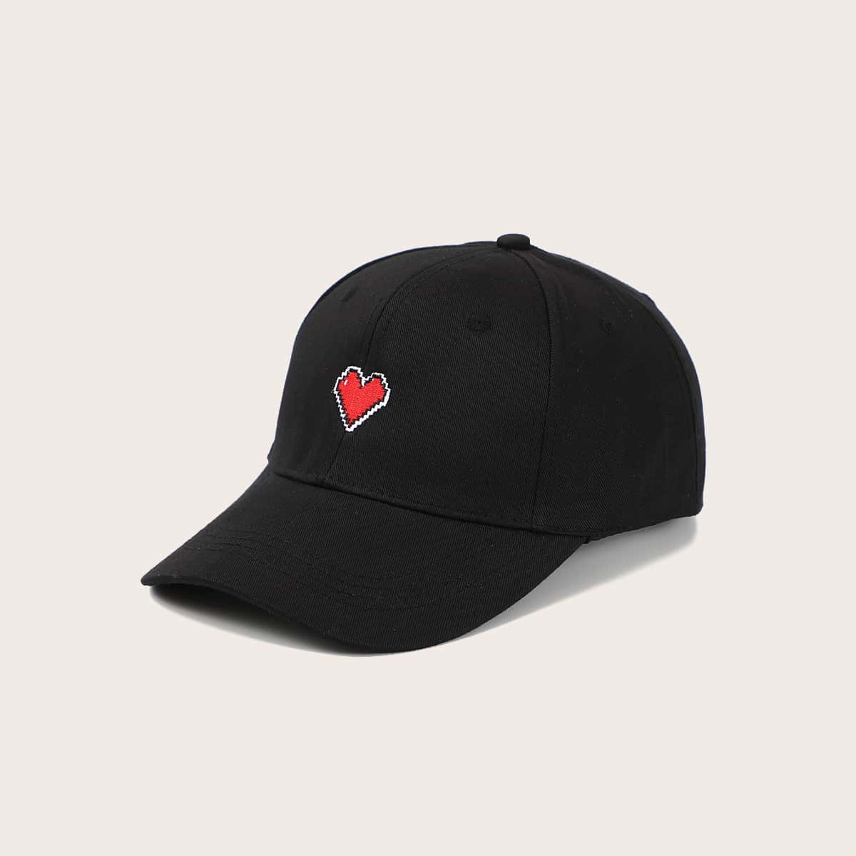 

Heart Embroidery Baseball Cap, Black