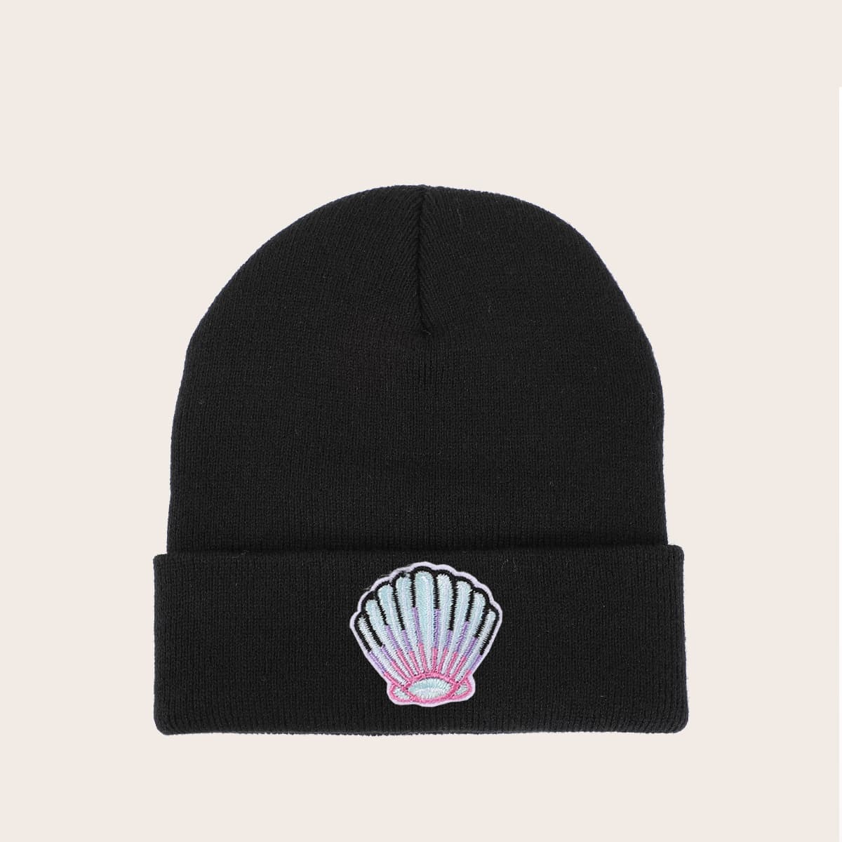 

Shell Cuffed Beanie, Black