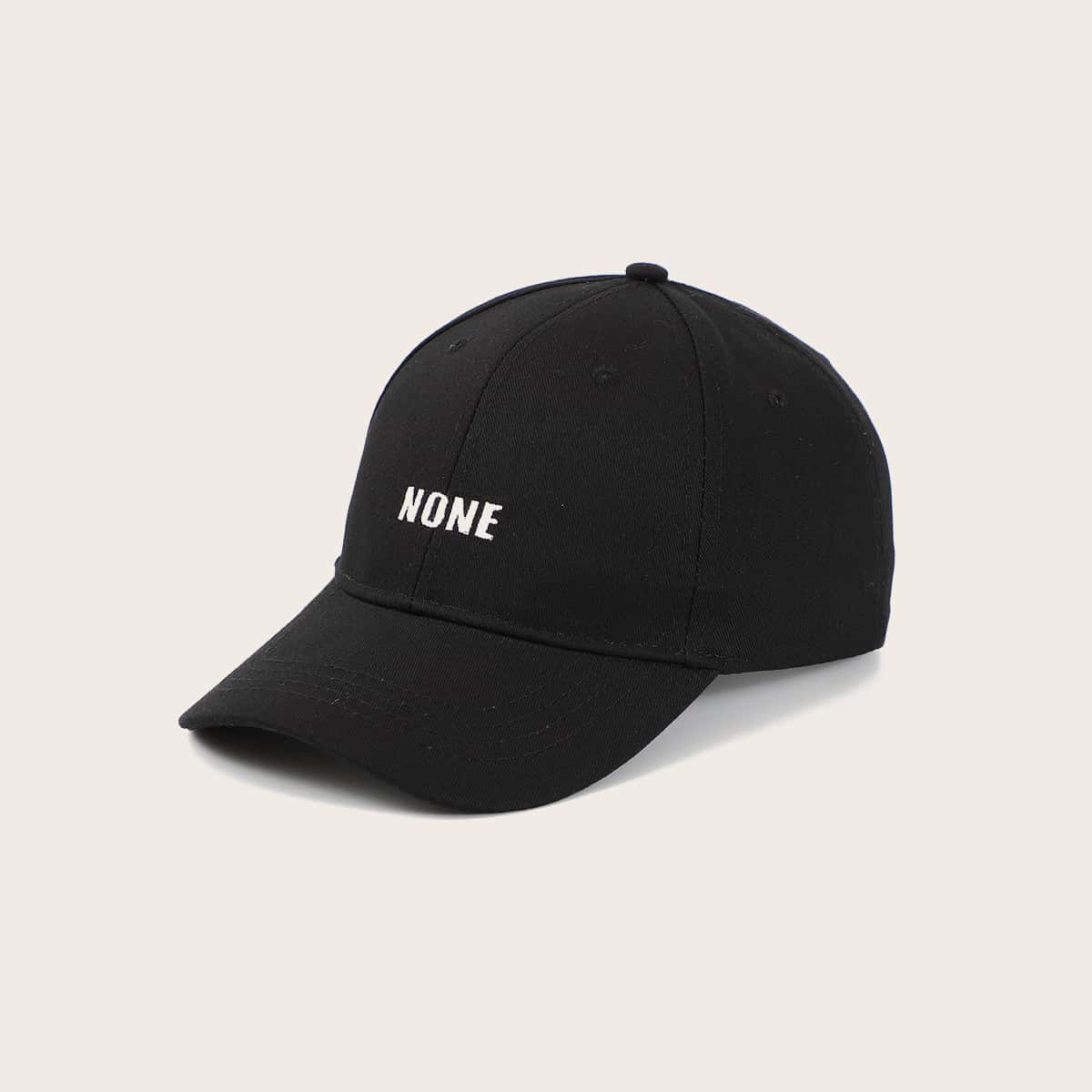 

Letter Embroidery Baseball Cap, Black