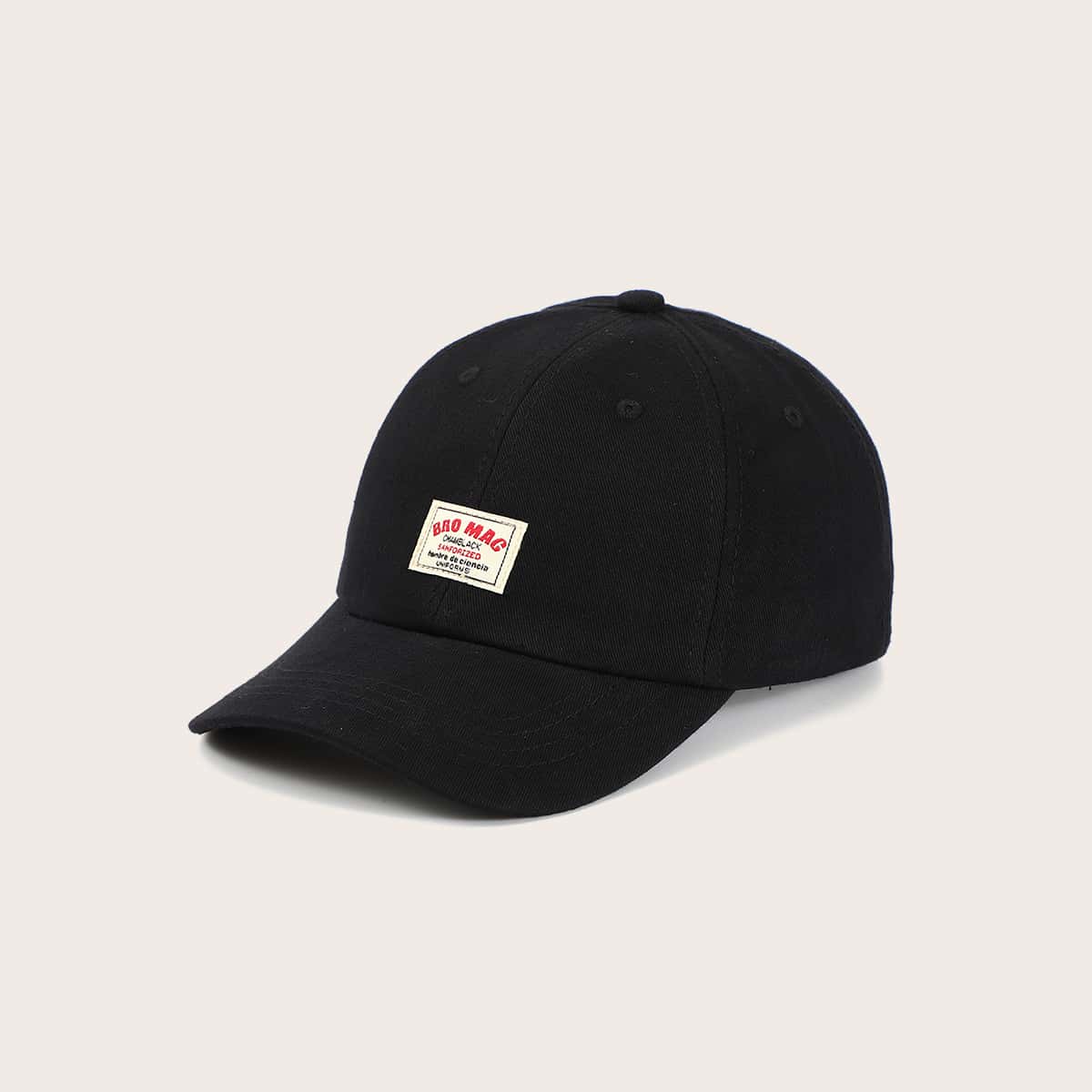 

Letter Label Baseball Cap, Black