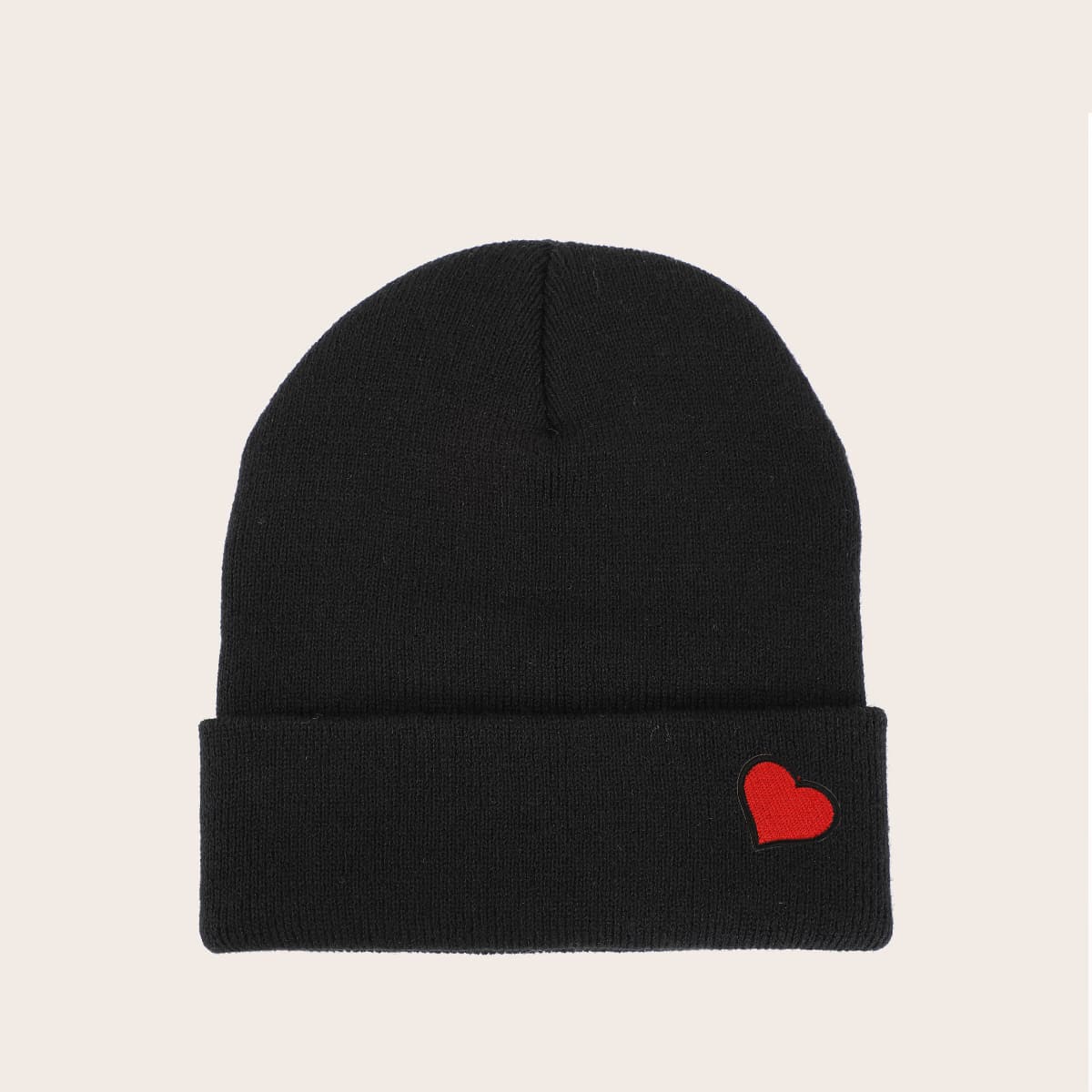 

Heart Cuffed Beanie, Black