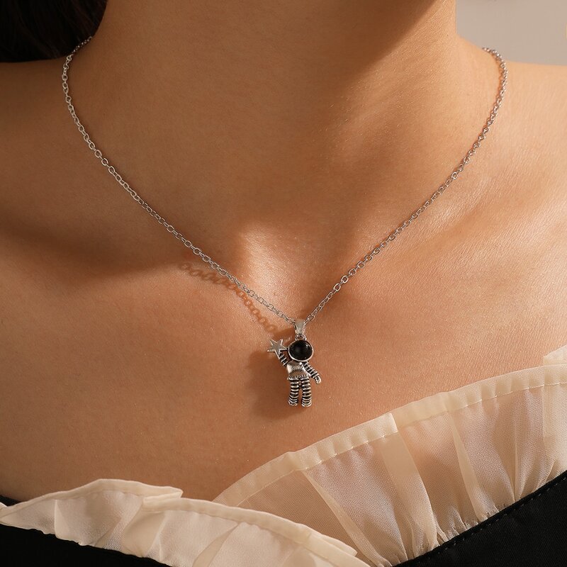 

Astronaut Pendant Necklace, Silver