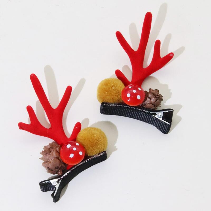 

2pcs Christmas Antlers Hair Clip, Multicolor