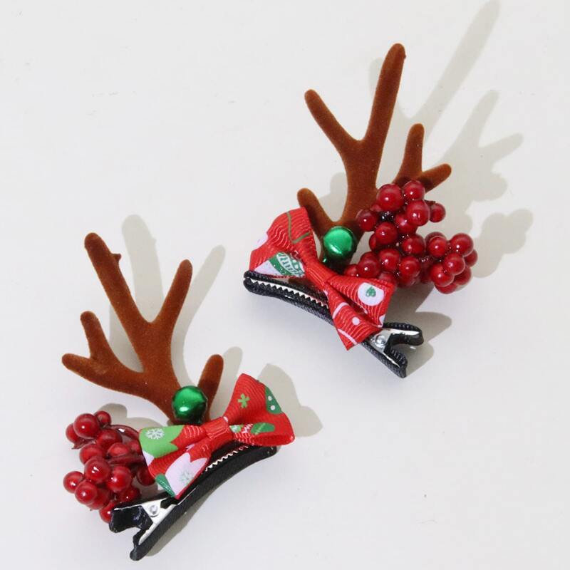

2pcs Christmas Antlers Hair Clip, Red