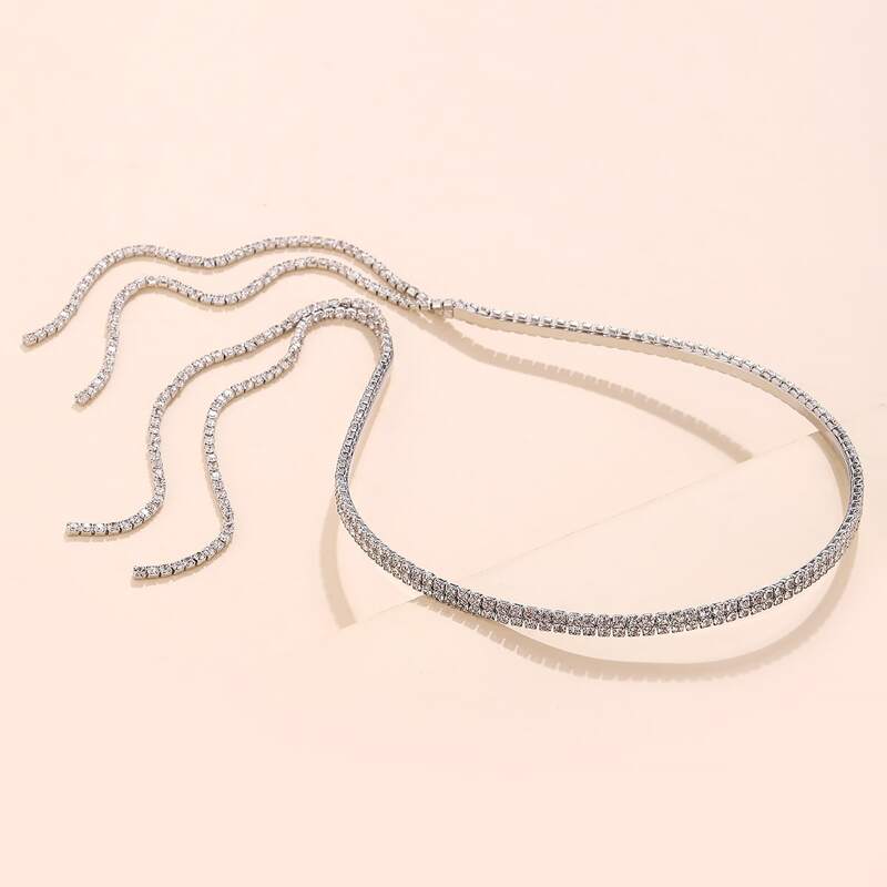 

Rhinestone Tassel Headband, Silver
