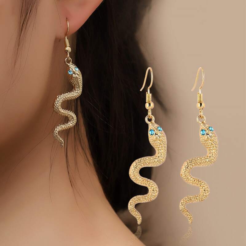 

Snake Drop Earrings, Gold