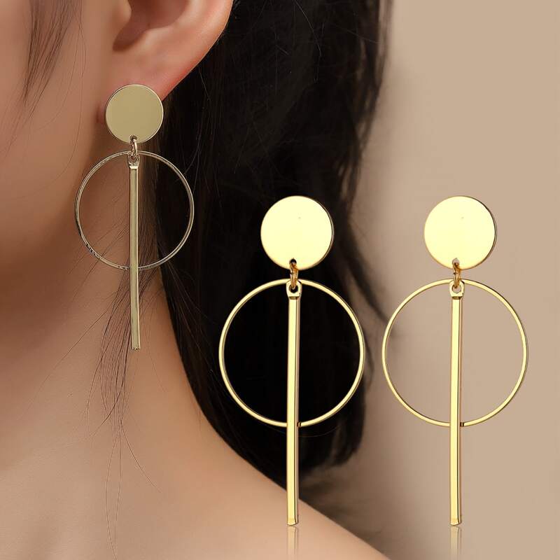 

Hoop & Bar Drop Earrings, Gold