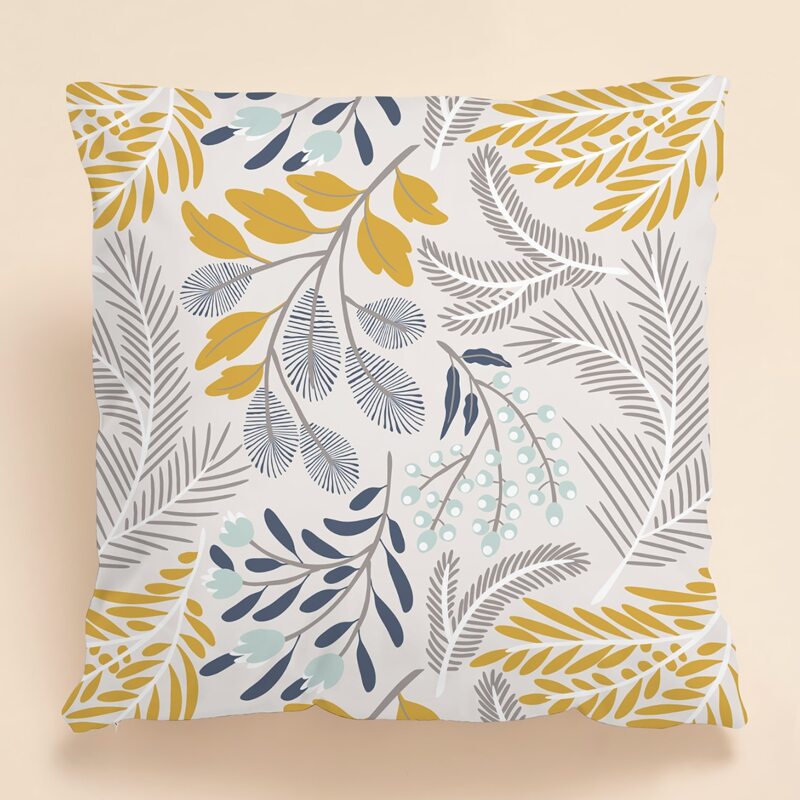 

Leaf Pattern Cushion Cover Without Filler, Multicolor