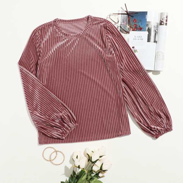 

Plus Velvet Solid Tee, Dusty pink