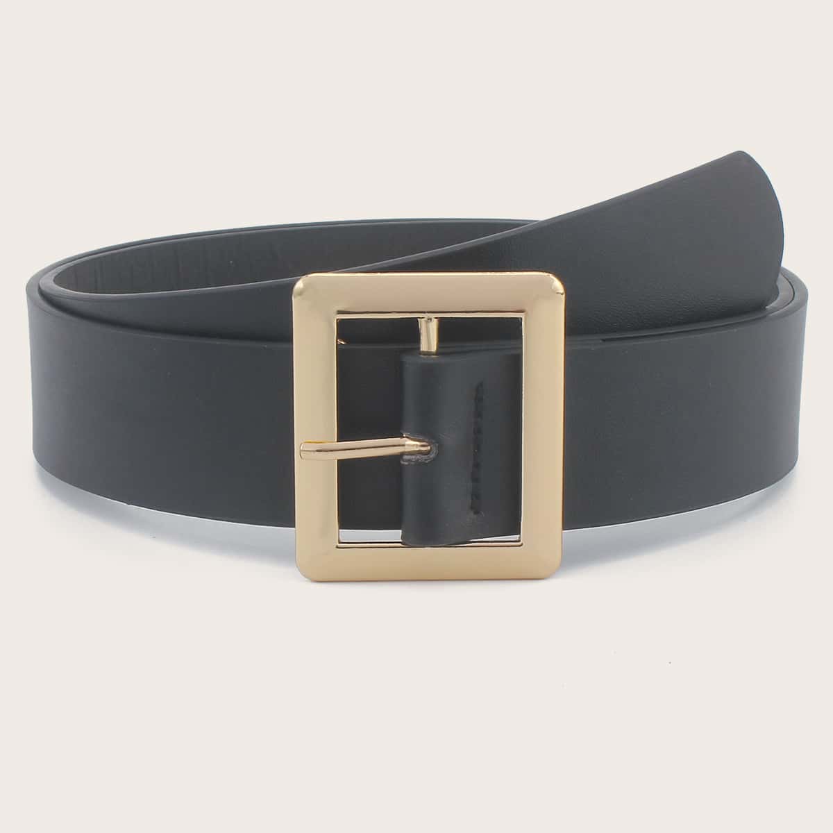 

Grommet Square Buckle Belt, Black