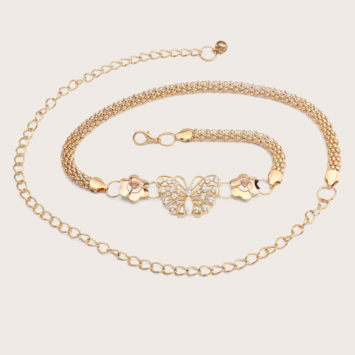 

Rhinestone Butterfly Chain Belt, Gold