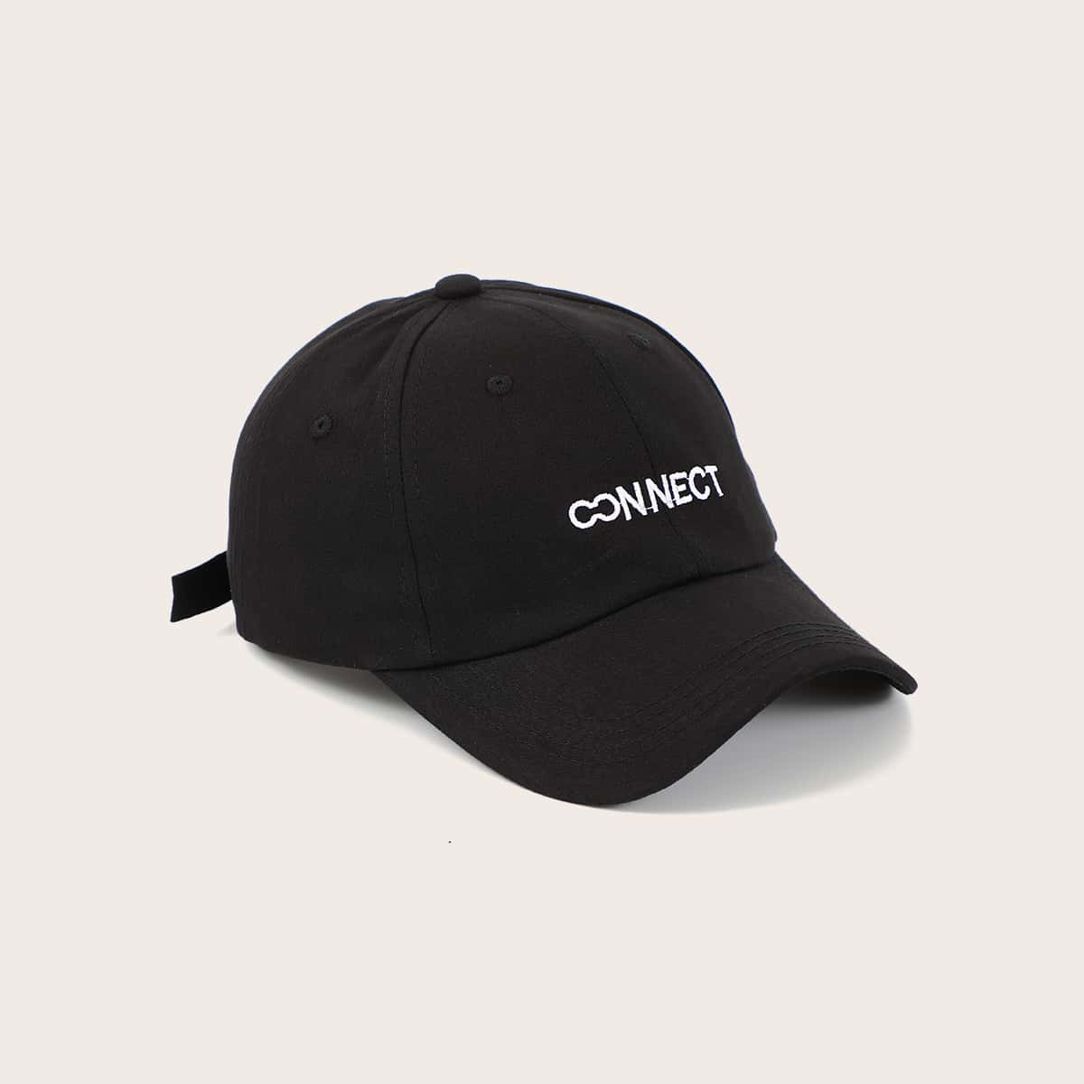 

Letter Embroidery Baseball Cap, Black