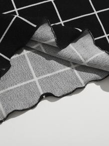 SHEIN Privé Đầm Lộ Lưng Sọc ca rô Gợi cảm - màu đen - Xem 4