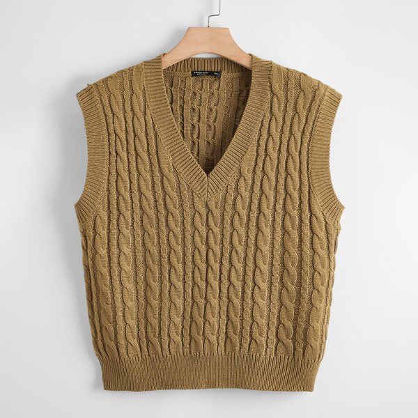 

Plus Cable Knit Sweater Vest, Khaki