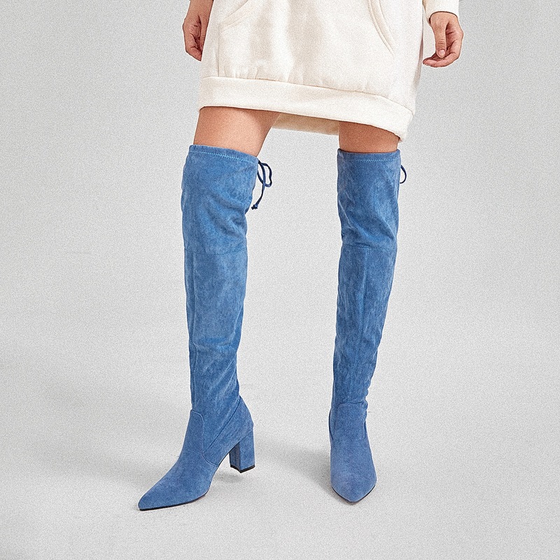 

Over The Knee Chunky Boots, Blue