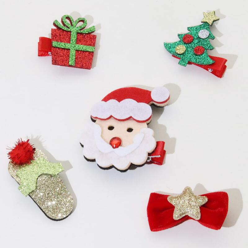 

5pcs Christmas Glitter Hair Clip, Multicolor