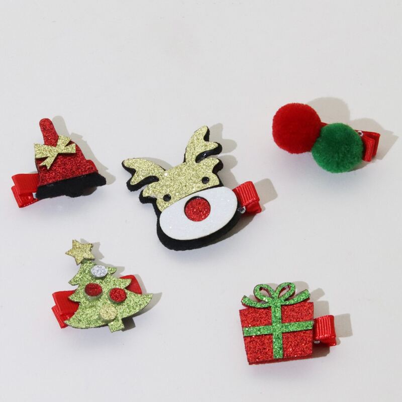 

5pcs Christmas Glitter Hair Clip, Multicolor