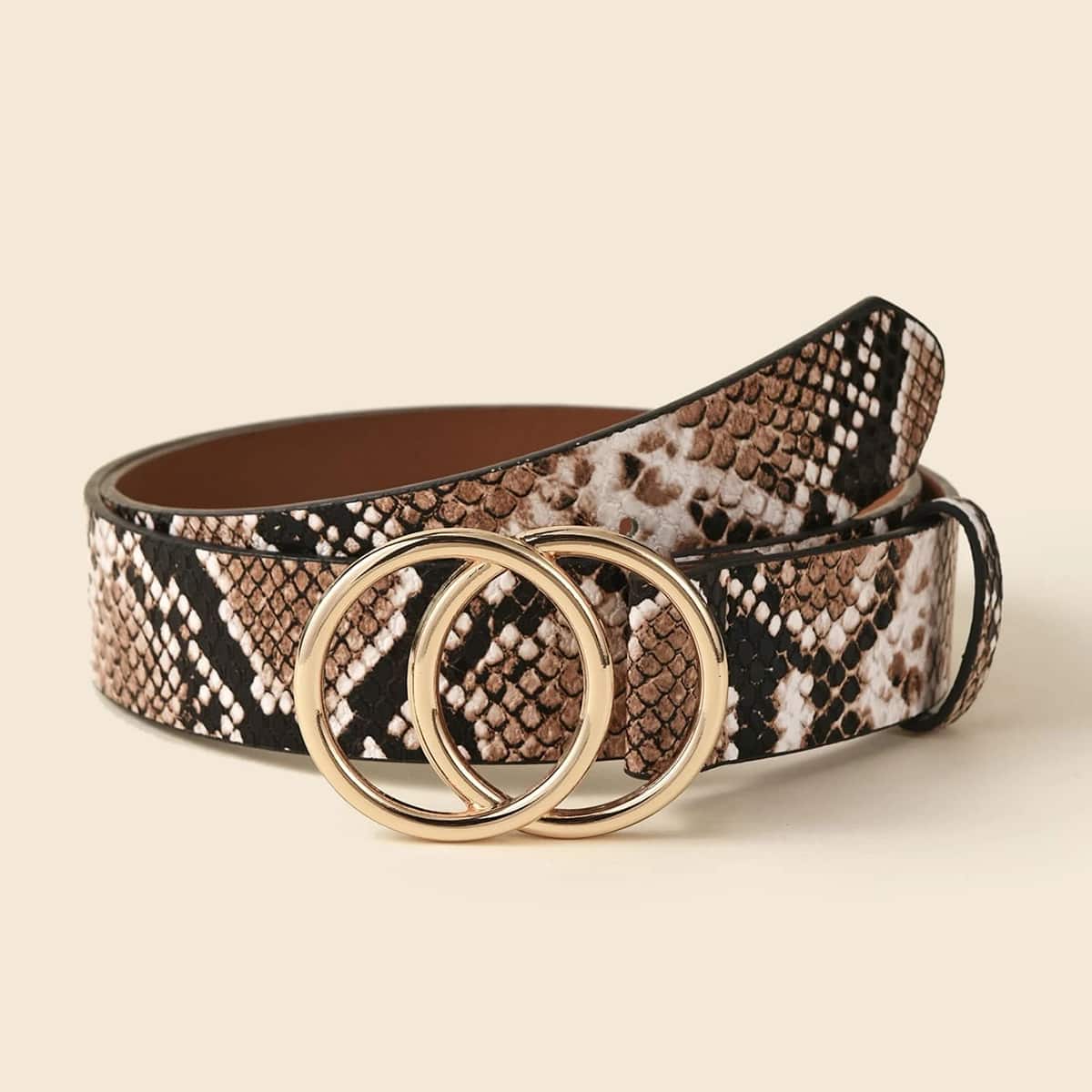 

Snakeskin Ring Buckle Belt, Multicolor