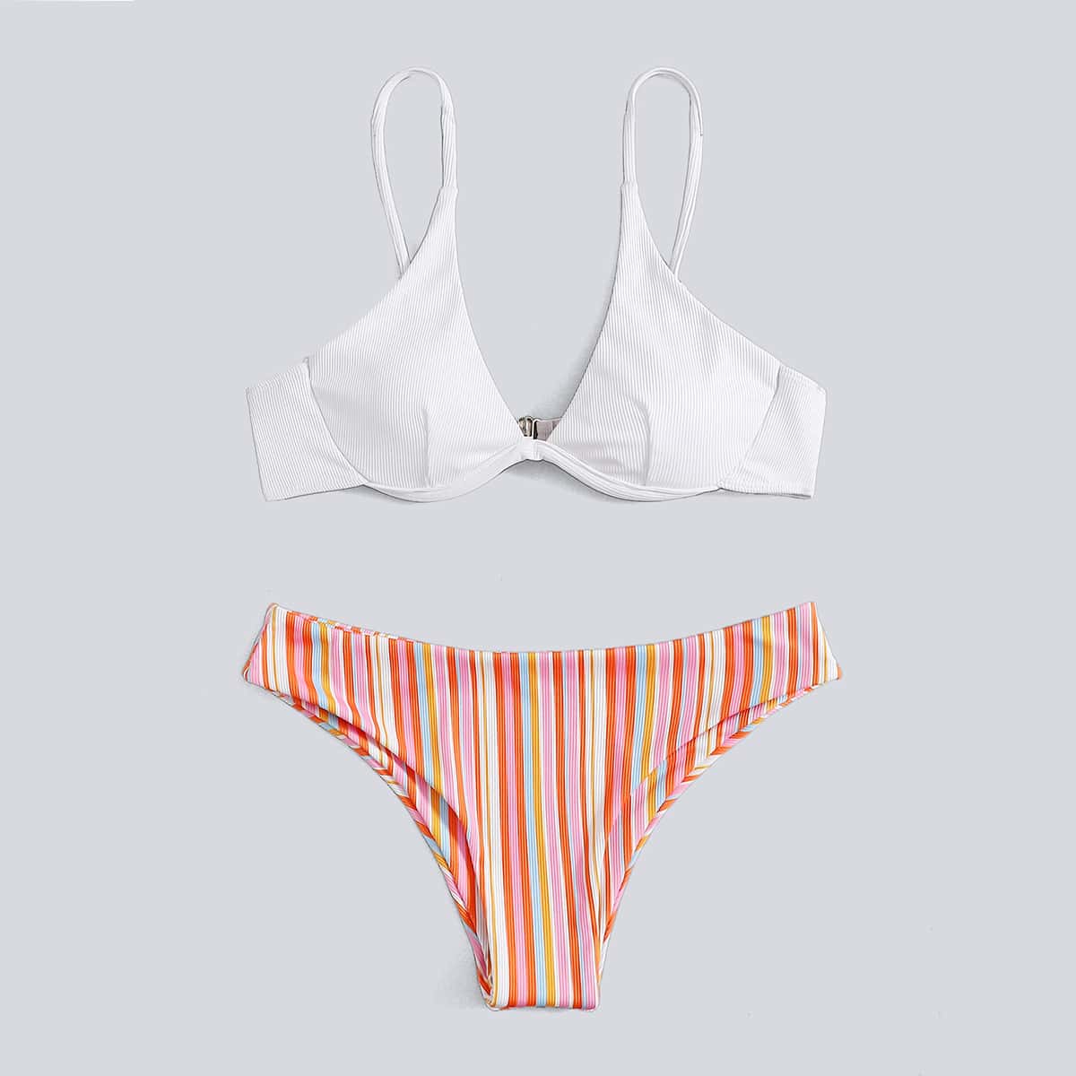 

Stripe Underwire Bikini Swimsuit, Multicolor
