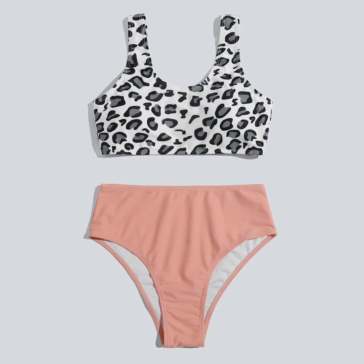 

Leopard High Waist Bikini Swimsuit, Multicolor