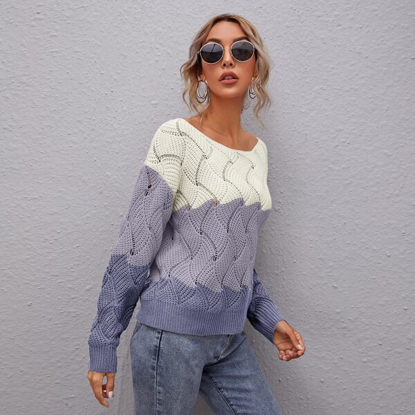 

Boat Neck Color Block Sweater, Multicolor