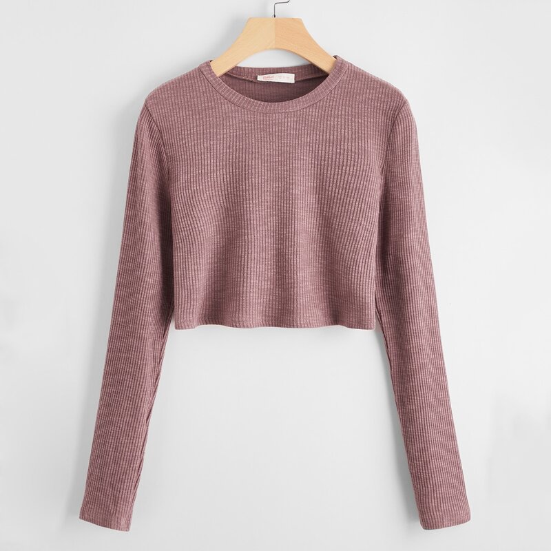 

Ribbed Crop Tee, Redwood
