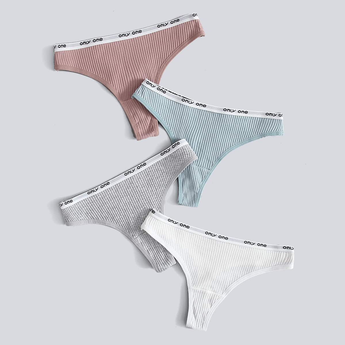 

4pack Letter Tape Thong Set, Multicolor