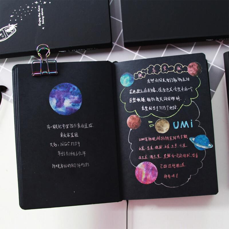 

1pc Random Starry Sky Cover Notebook, Black