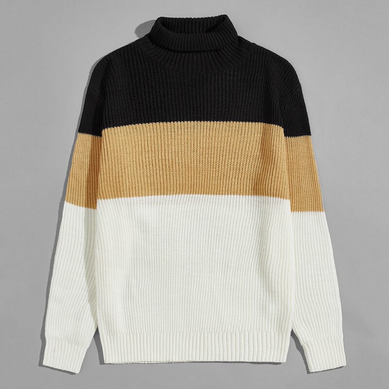 

Guys Turtle Neck Colorblock Sweater, Multicolor