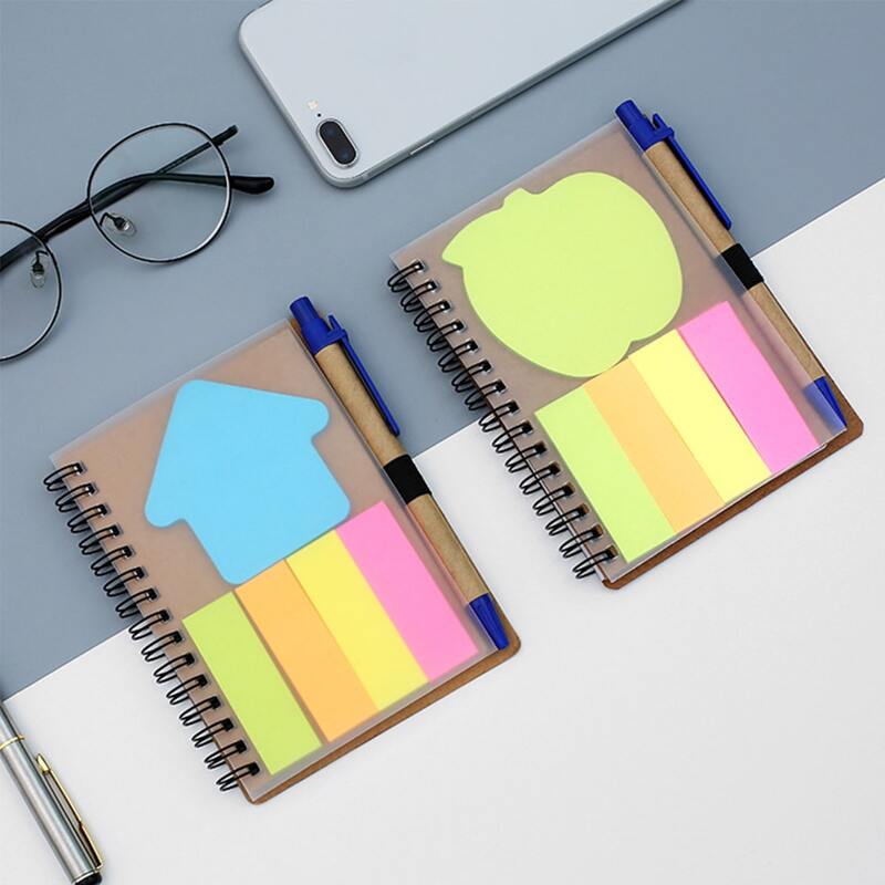 

Random 1set Spiral Notebook & Sticky Note & Pen, Multicolor