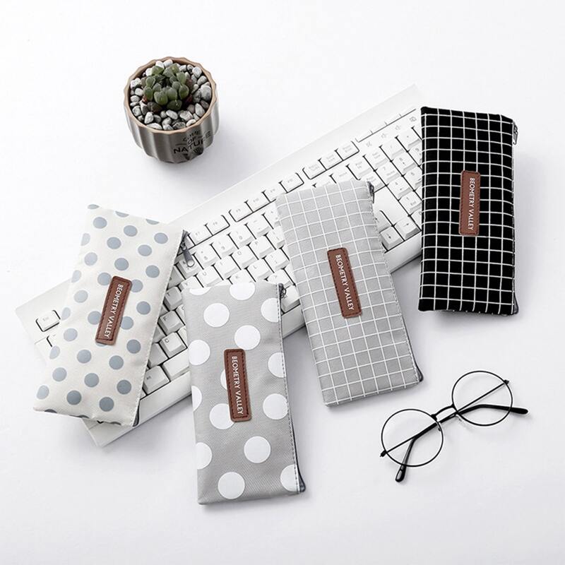 

Plaid & Polka Dot Canvas Pencil Case, Multicolor