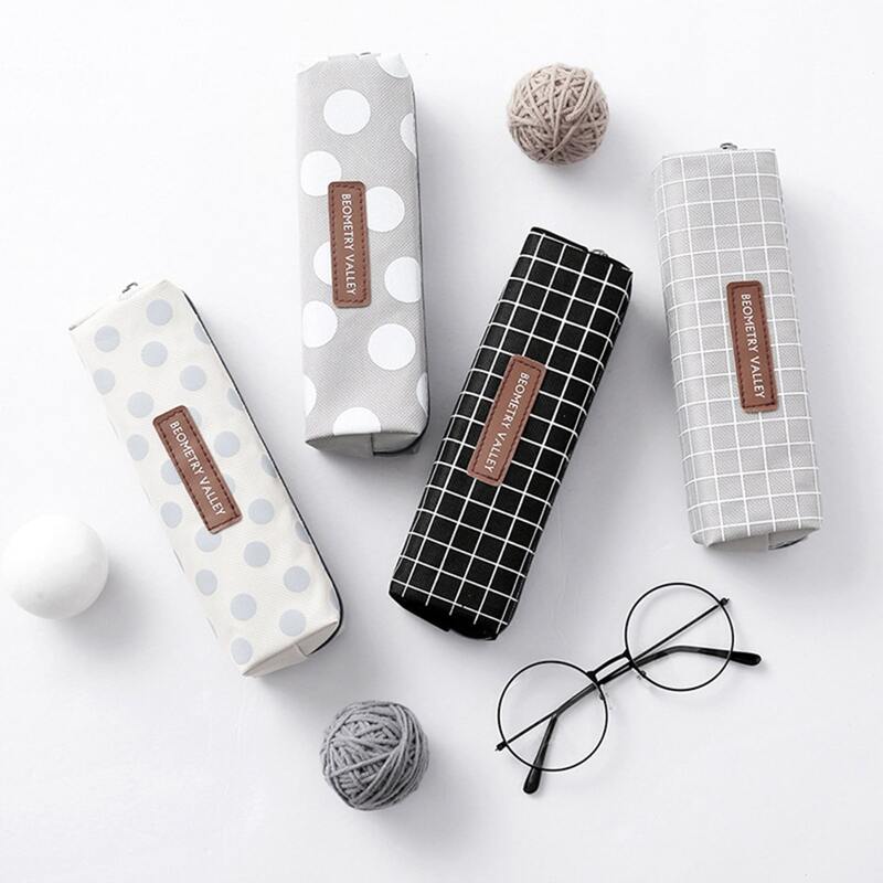 

Plaid & Polka Dot Canvas Pencil Case, Multicolor