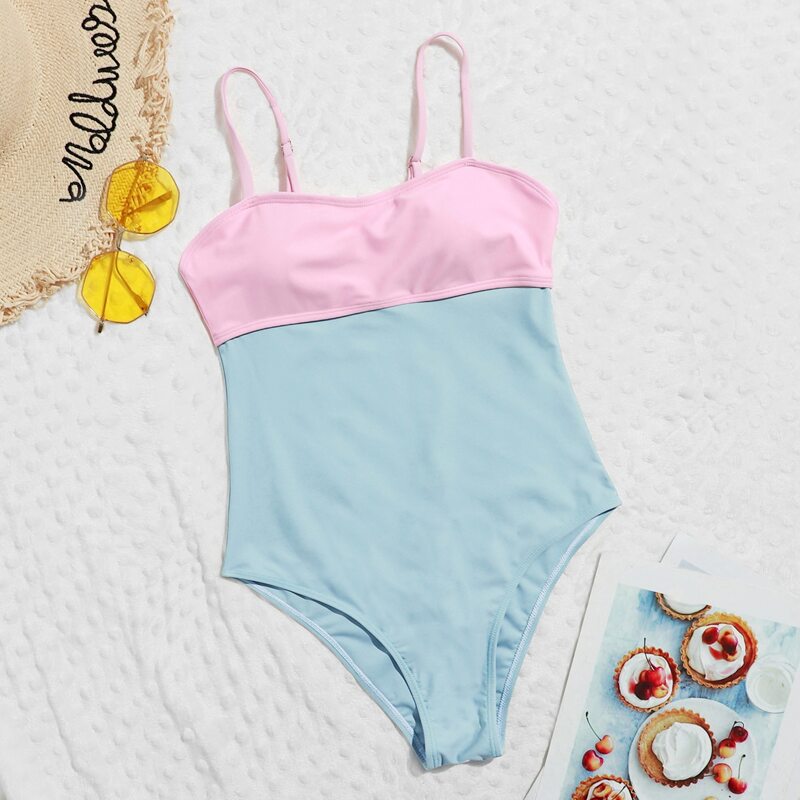 

Colorblock Cami One Piece Swimsuit, Multicolor