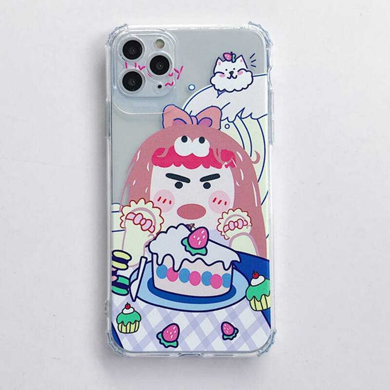 

Cartoon Girl Clear iPhone Case, Multicolor