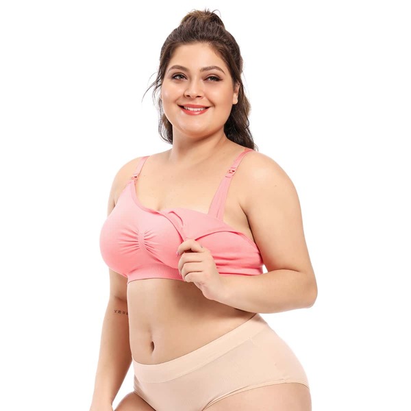 

Plus Solid Nursing Bra, Dusty pink